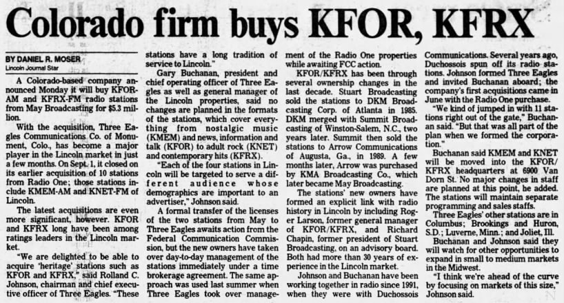 Colorado firm buys KFOR, KFRX