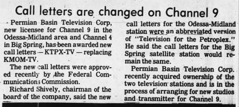 Call letters are changed on Channel 9