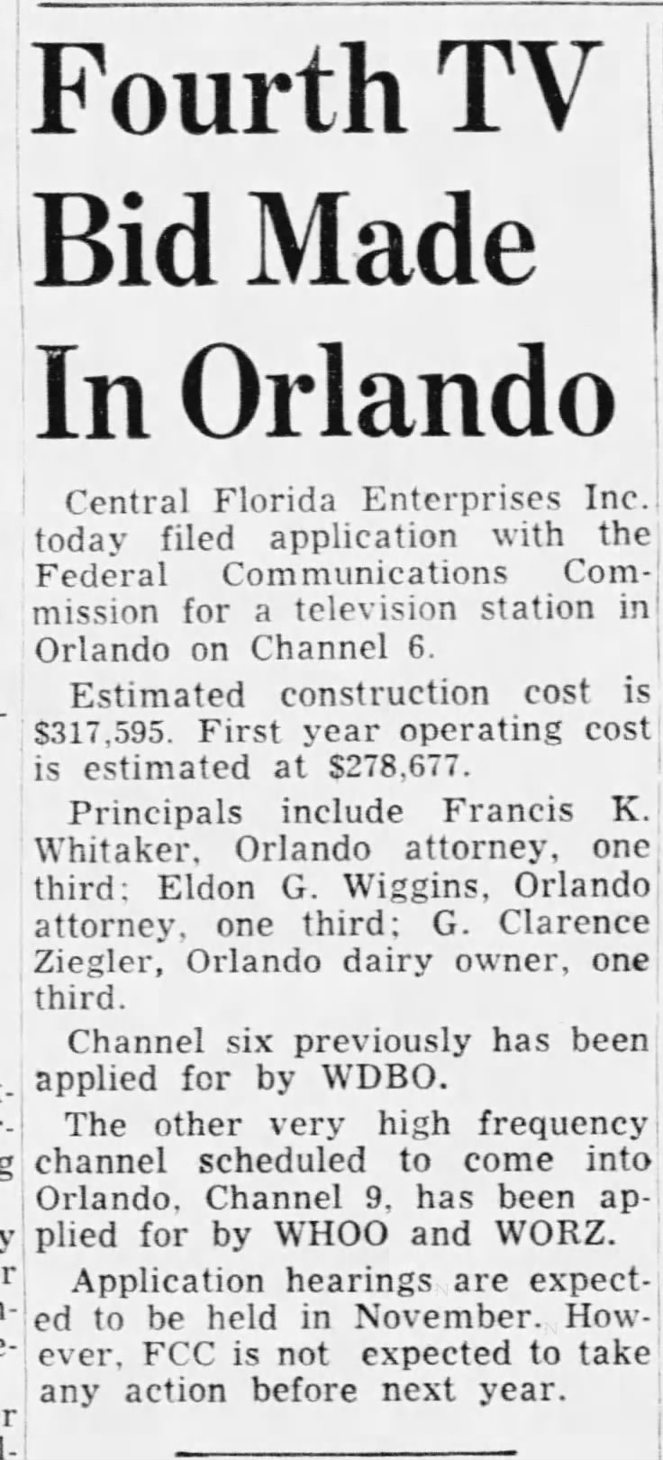 Fourth TV Bid Made In Orlando