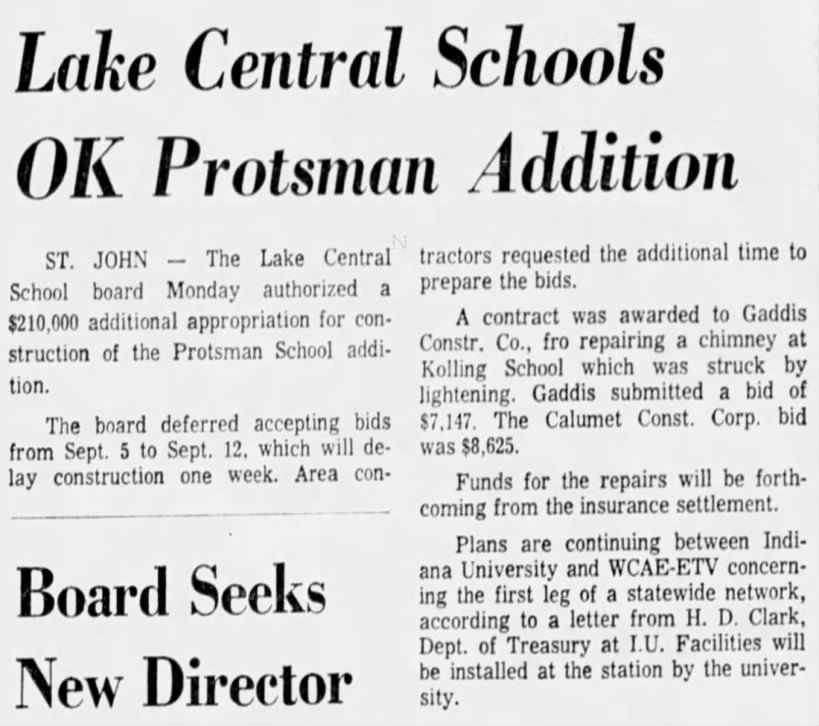 Lake Central Schools OK Protsman Addition