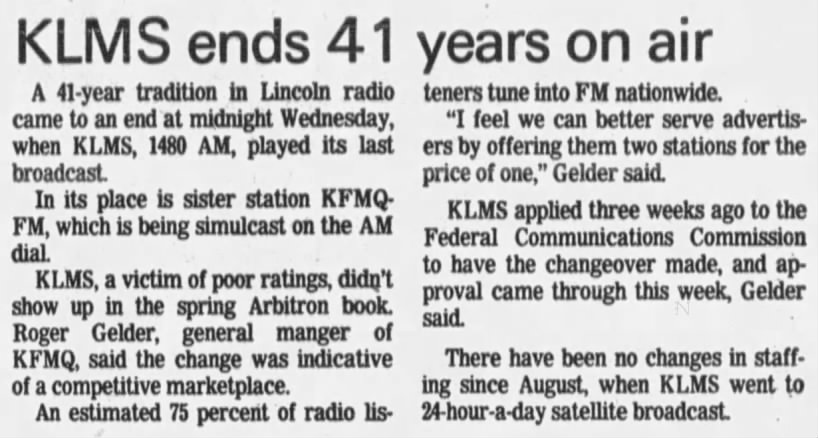 KLMS ends 41 years on air