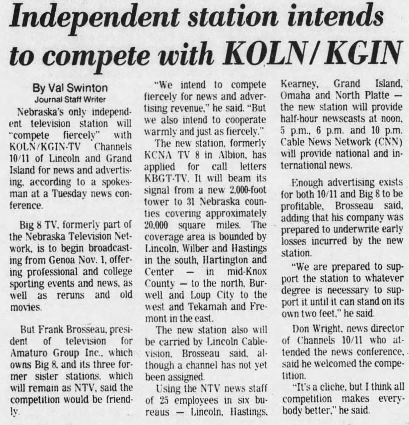 Independent station intends to compete with KOLN/KGIN