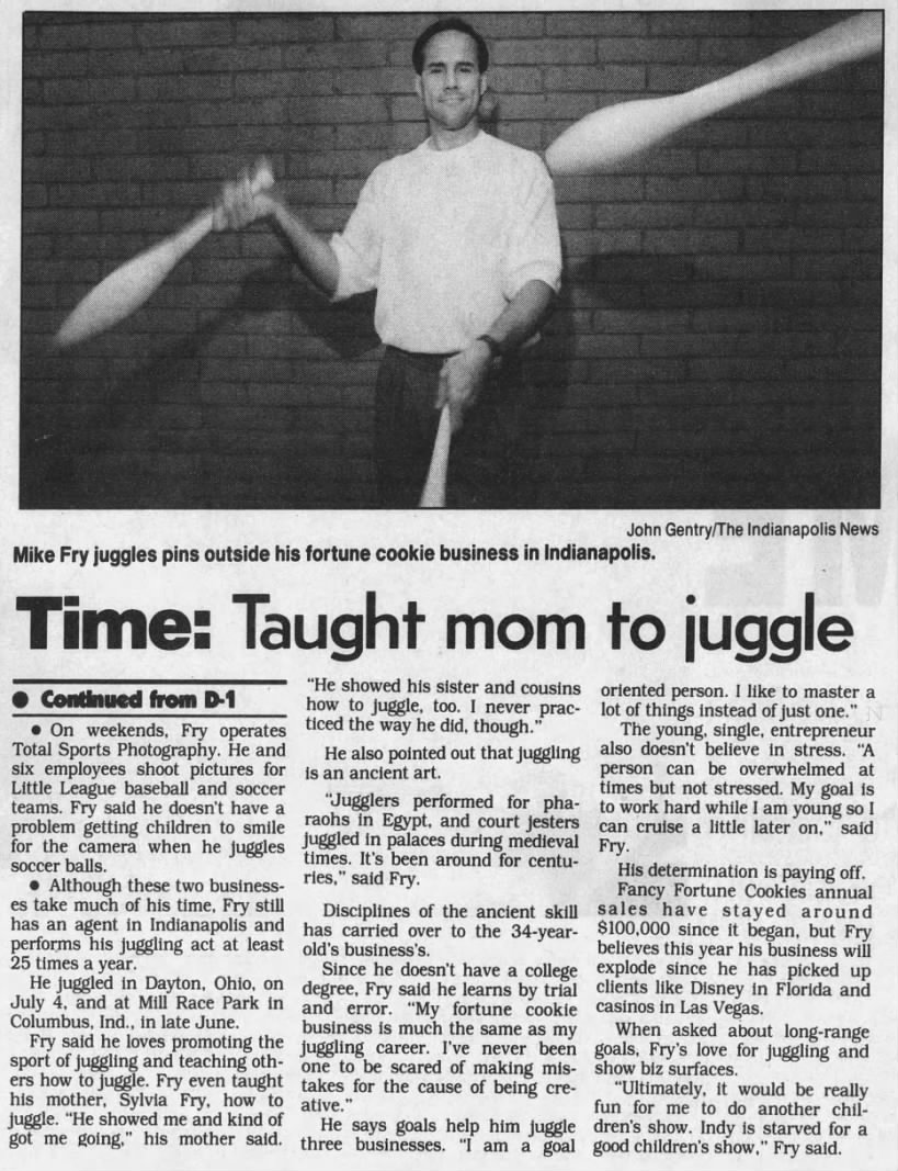 Time: Taught mom to juggle