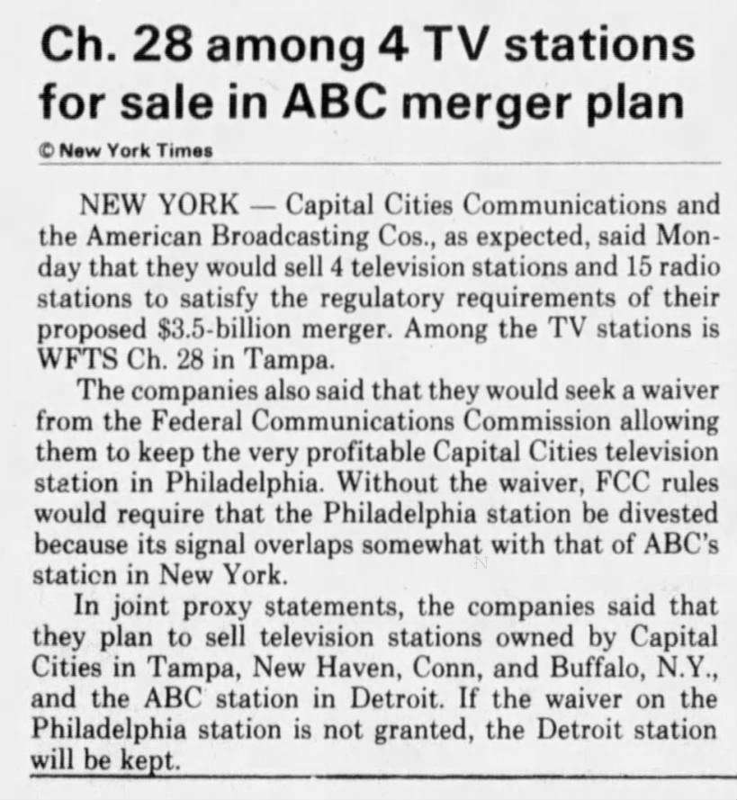 Ch. 28 among 4 TV stations for sale in ABC merger plan