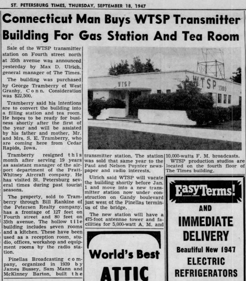 Connecticut Man Buys WTSP Transmitter Building For Gas Station And Tea Room