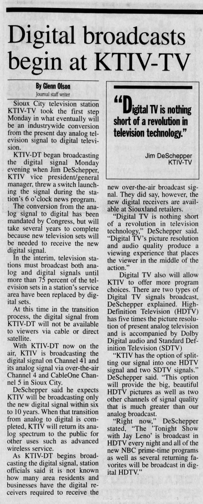 Digital broadcasts begin at KTIV-TV