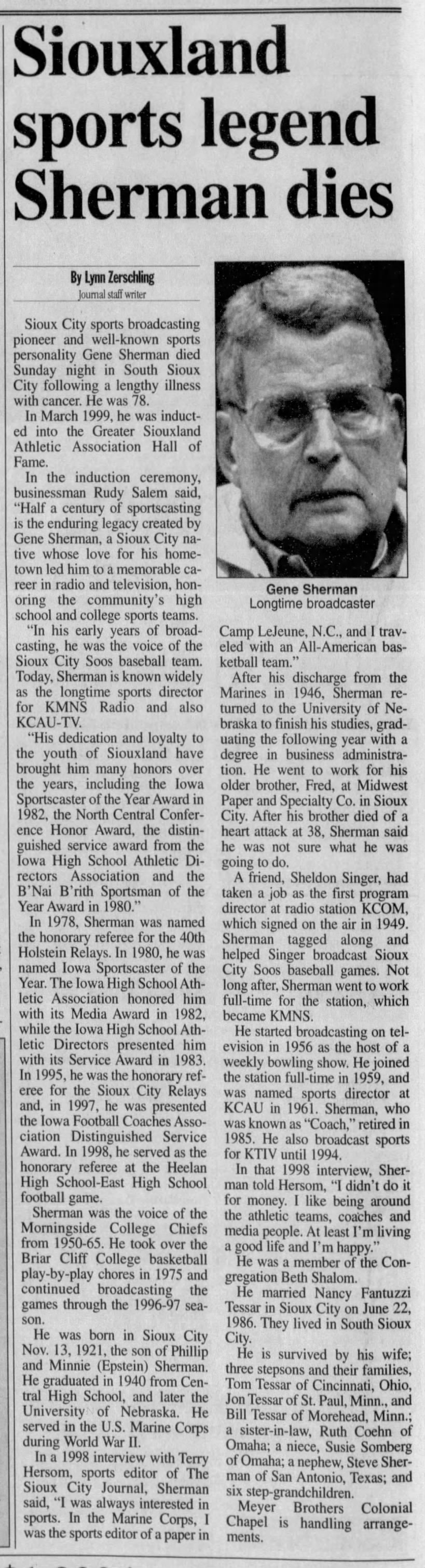 Siouxland sports legend Sherman dies