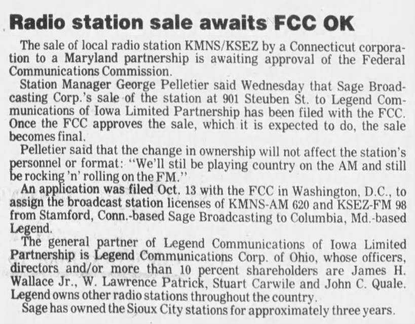 Radio station sale awaits FCC OK
