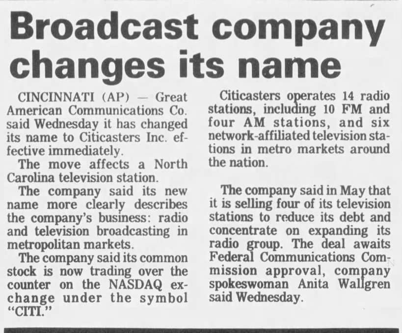 Broadcast company changes its name