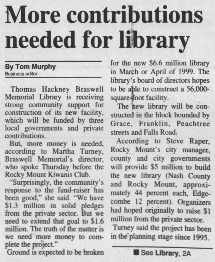 More contributions needed for library