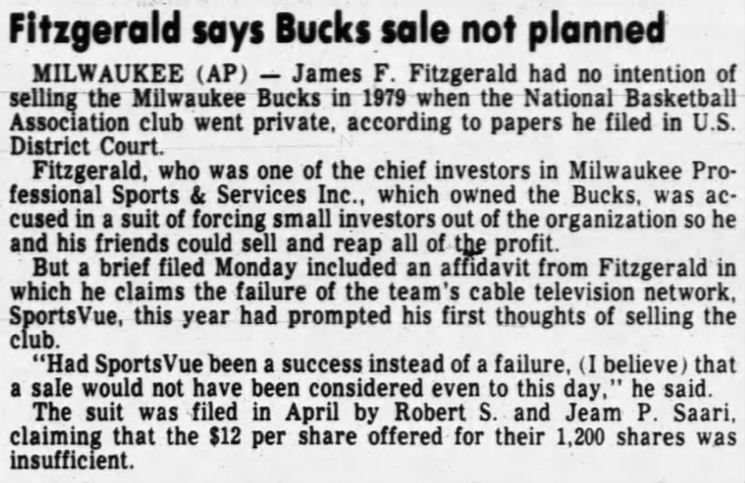 Fitzgerald says Bucks sale not planned