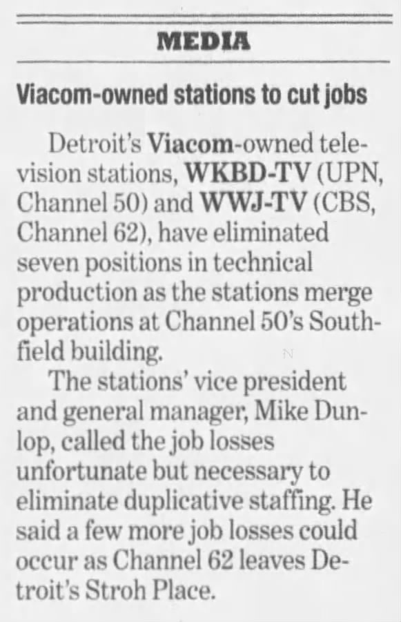 Viacom-owned station to cut jobs