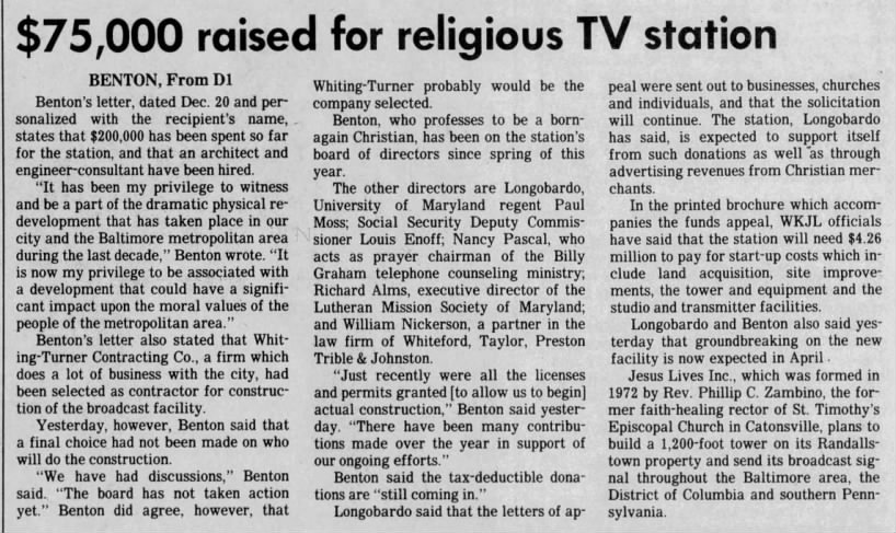 $75,000 raised for religious TV station