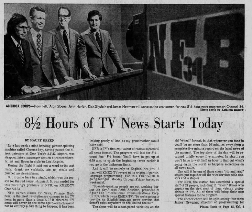 8 1/2 Hours of TV News Starts Today