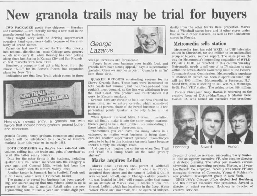 New granola trails may be trial for buyers