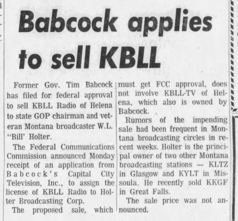 Babcock applies to sell KBLL