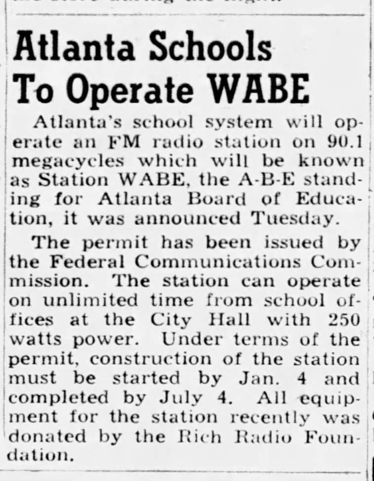 Atlanta Schools To Operate WABE