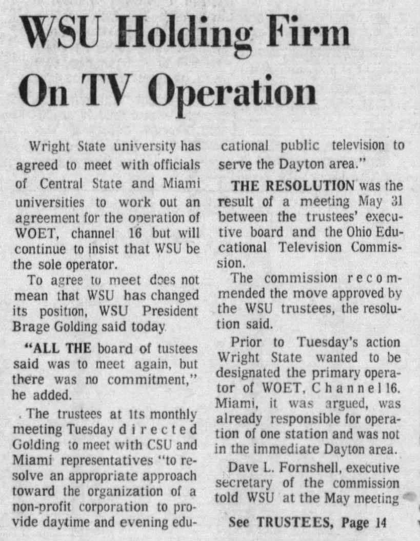 WSU Holding Firm On TV Operation