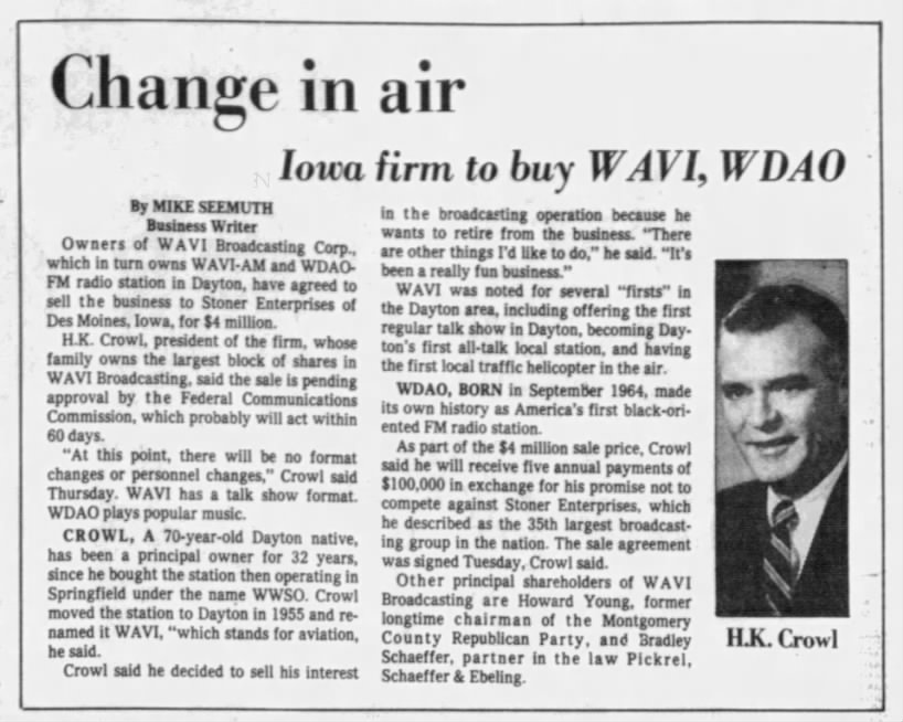 Change in air: Iowa firm to buy WAVI, WDAO