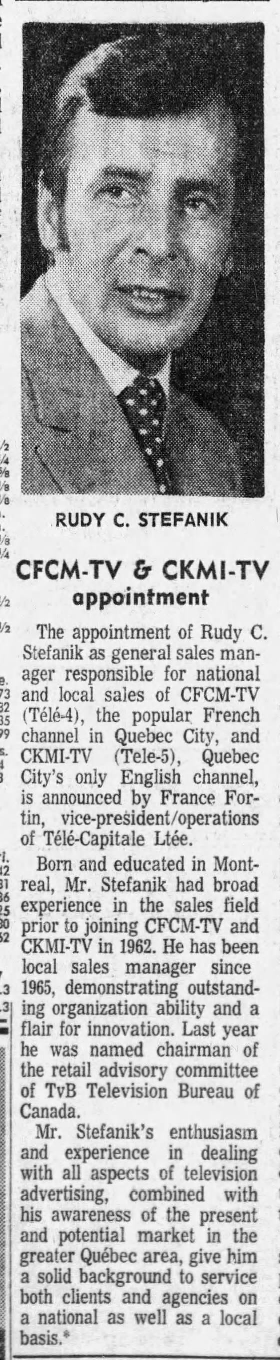CFCM-TV & CKMI-TV appointment
