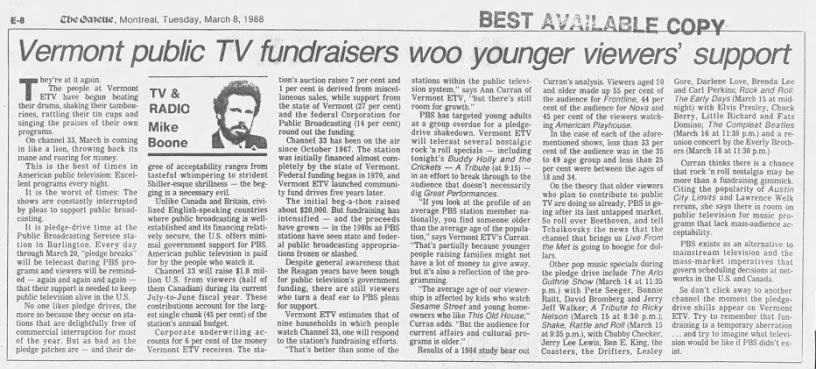 Vermont public TV fundraisers woo younger viewers' support
