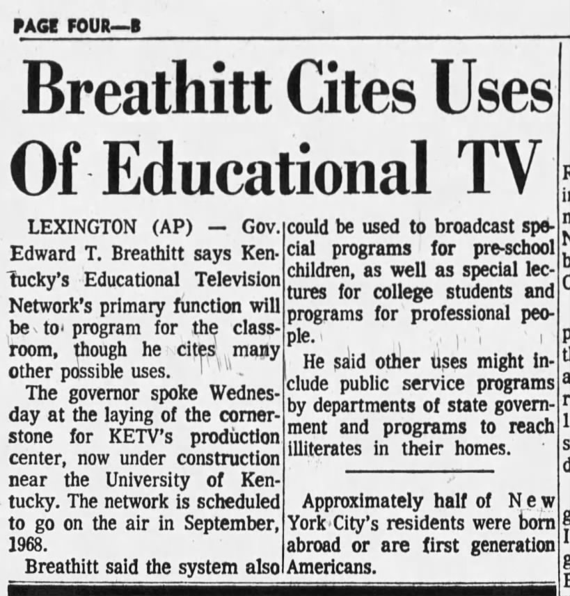 Breathitt Cites Uses Of Educational TV