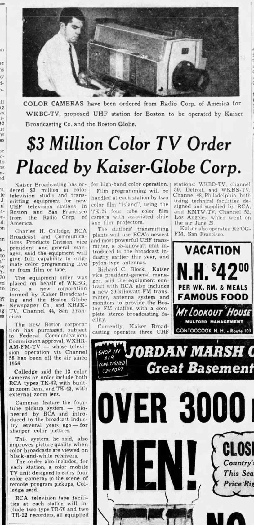 $3 Million Color TV Order Placed by Kaiser-Globe Corp.