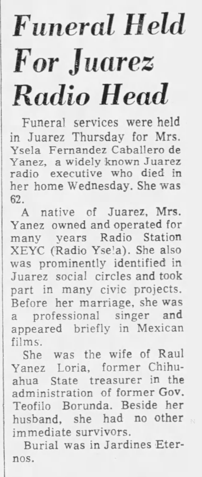 Funeral Held For Juarez Radio Head