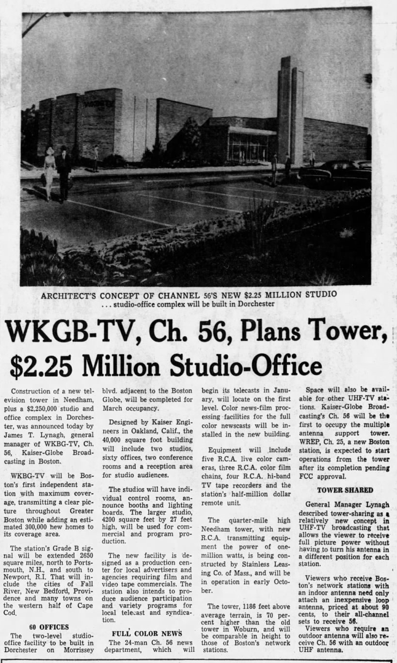 WKGB-TV, Ch. 56, Plans Tower, $2.25 Million Studio-Office