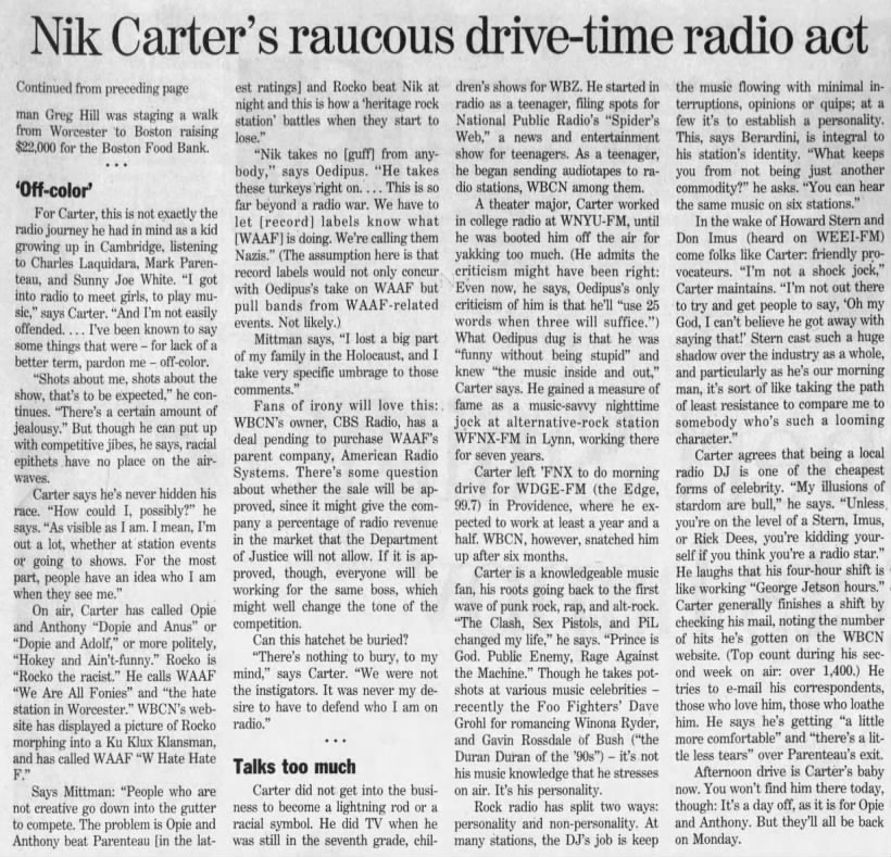 Nik Carter's raucous drive-time radio act