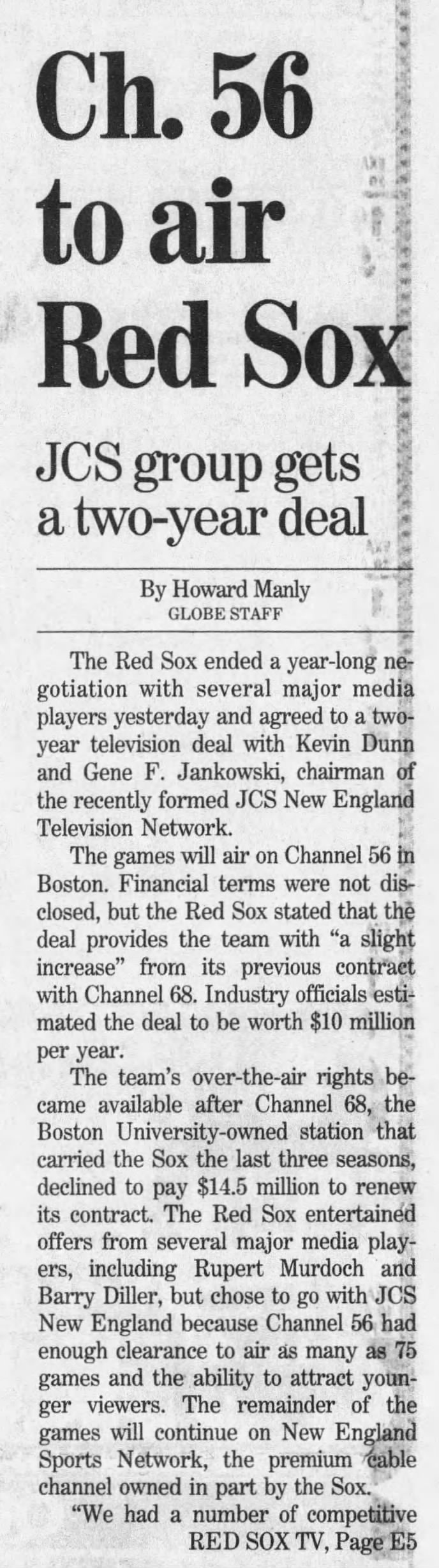 Ch. 56 to air Red Sox