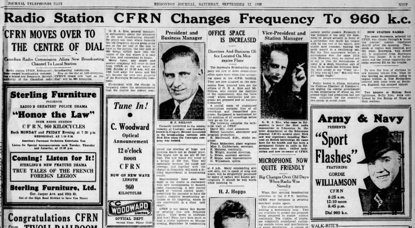 Radio Station CFRN Changes Frequency To 960 k.c.