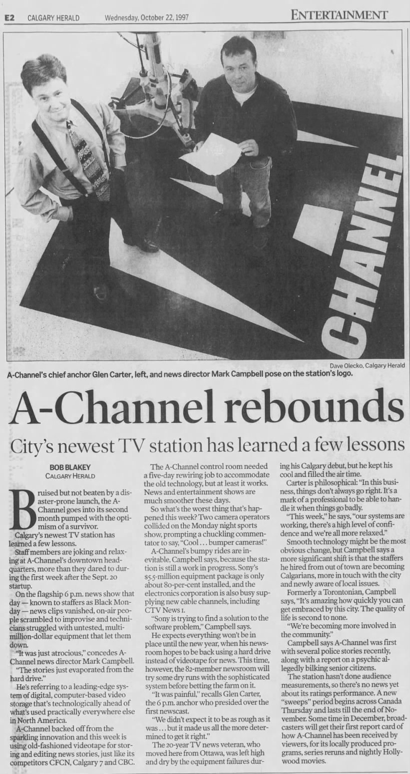 A-Channel rebounds: City's newest TV station has learned a few lessons