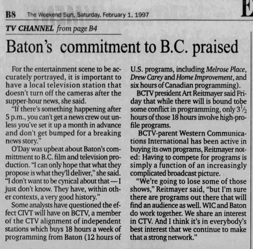Baton's commitment to B.C. praised