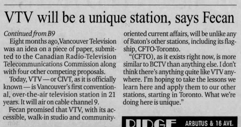 VTV will be a unique station, says Fecan