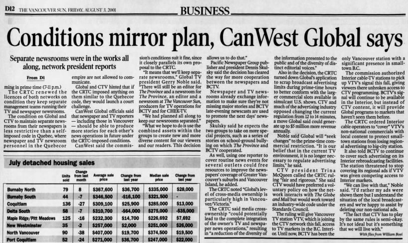 Conditions mirror plan, CanWest Global says