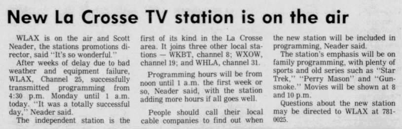 New La Crosse TV station is on the air
