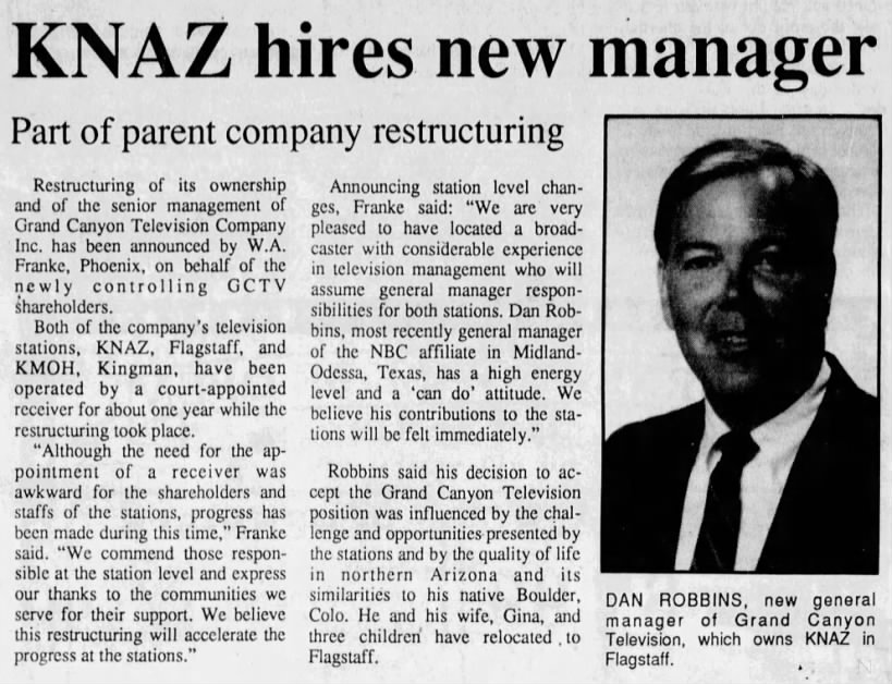 KNAZ hires new manager: Part of parent company restructuring