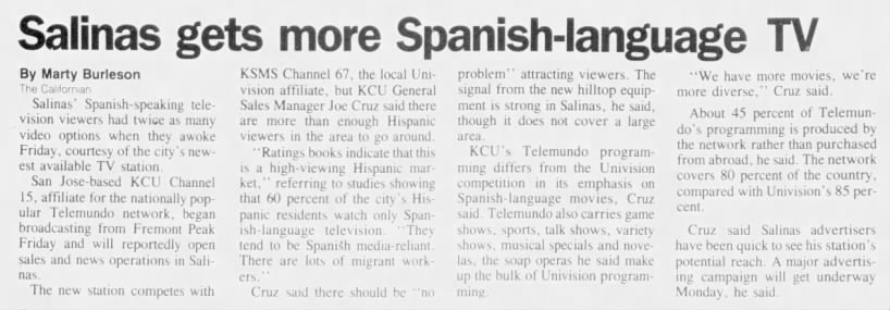 Salinas gets more Spanish-language TV (K15CU)