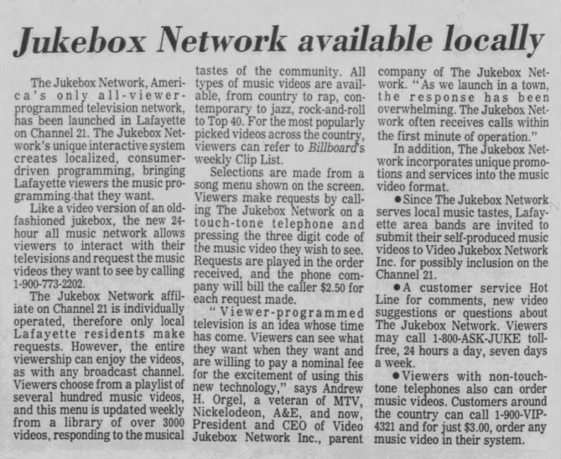 Jukebox Network available locally