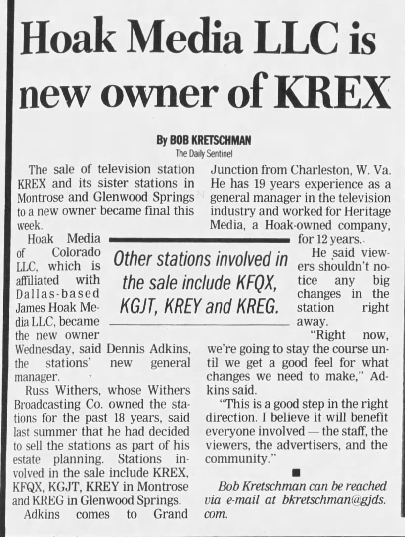 Hoak Media LLC is new owner of KREX
