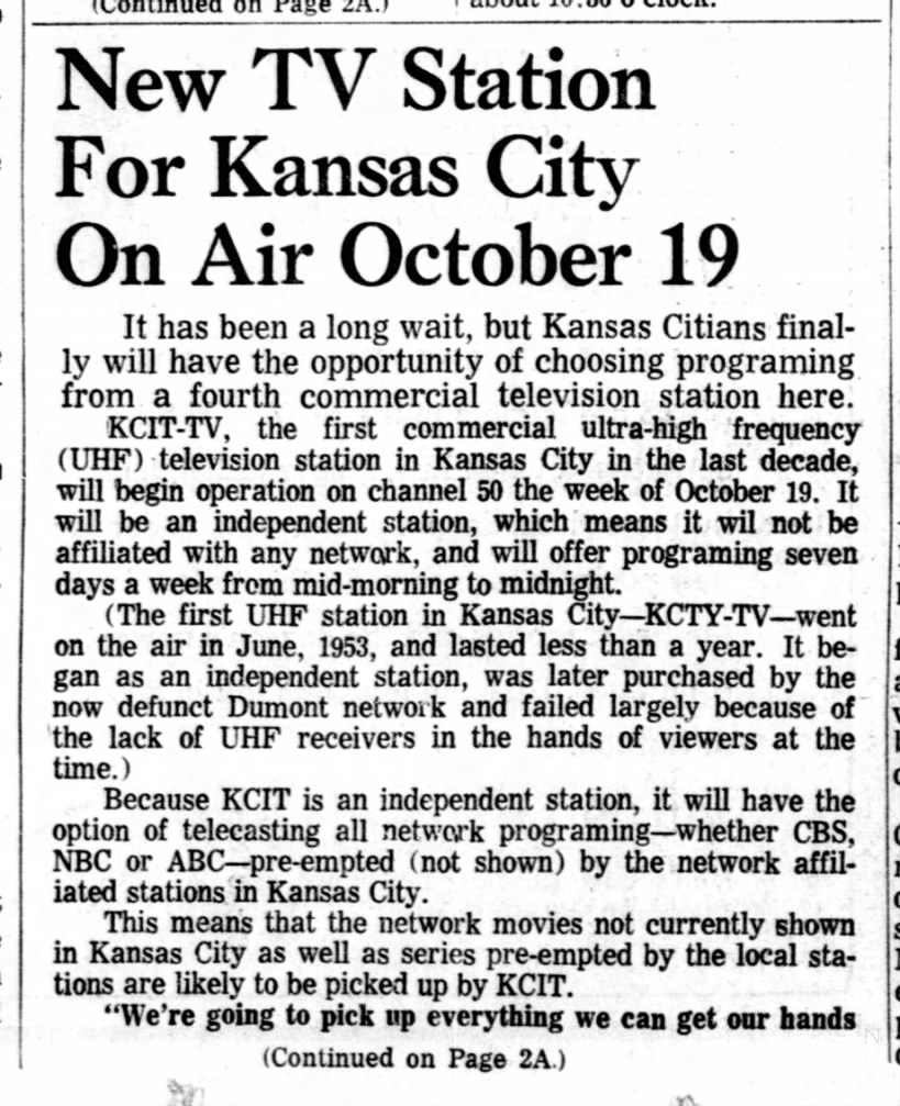 New TV Station For Kansas City On Air October 19