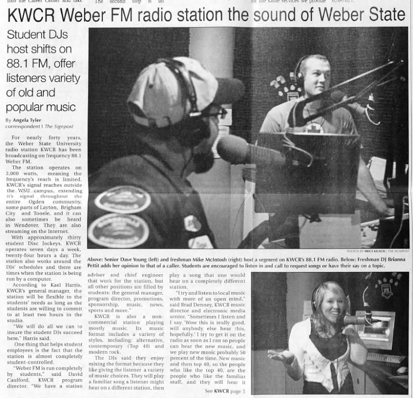 KWCR Weber FM radio station the sound of Weber State