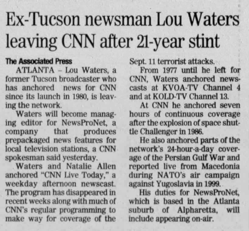Ex-Tucson newsman Lou Waters leaving CNN after 21-year stint