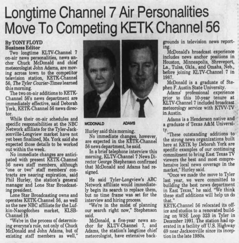 Longtime Channel 7 Air Personalities Move To Competing KETK Channel 56