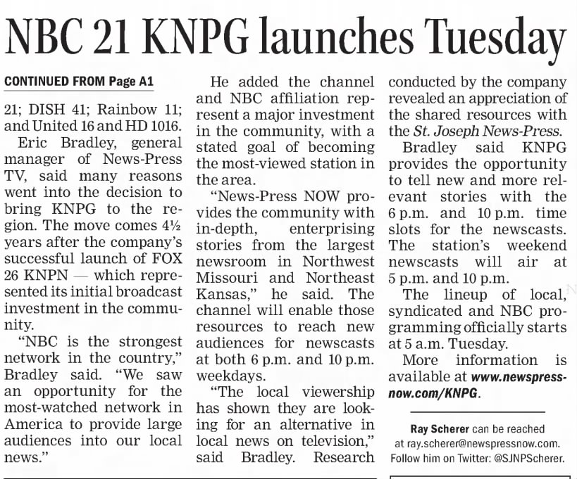 NBC 21 KNPG launches Tuesday
