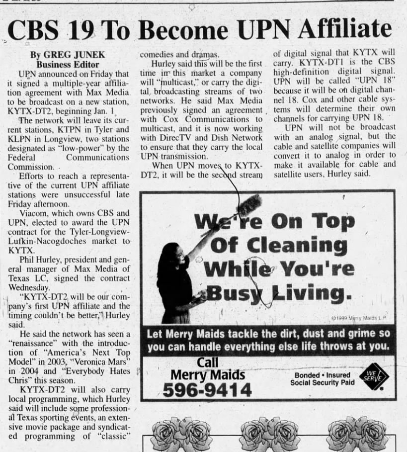 CBS 19 To Become UPN Affiliate