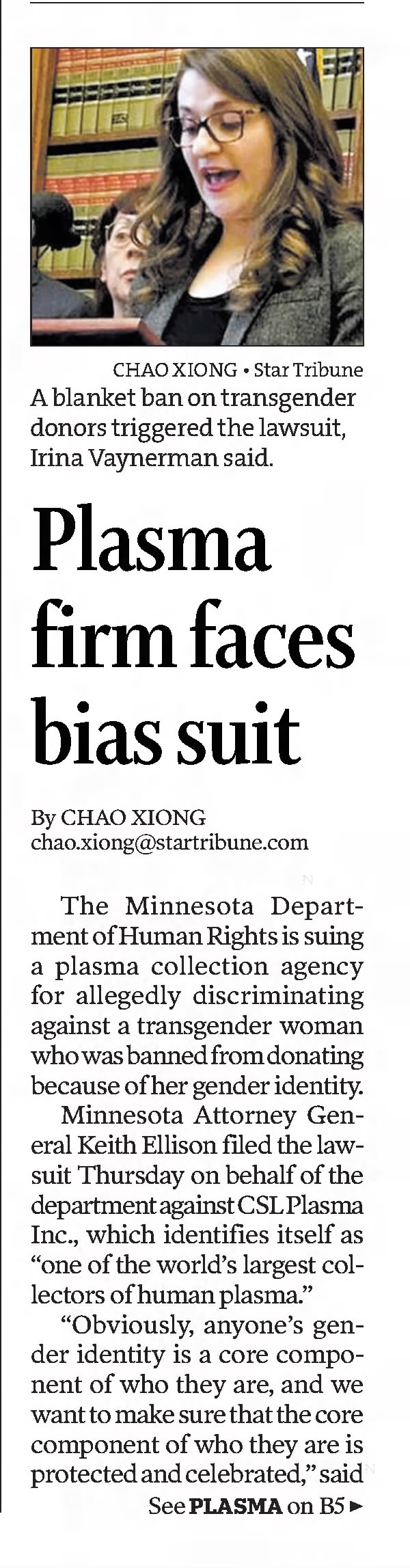 Plasma firm faces bias suit