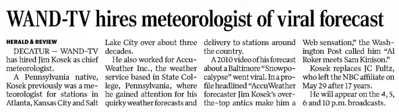 WAND-TV hires meteorologist of viral forecast