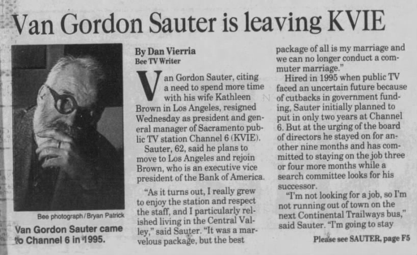 Van Gordon Sauter is leaving KVIE